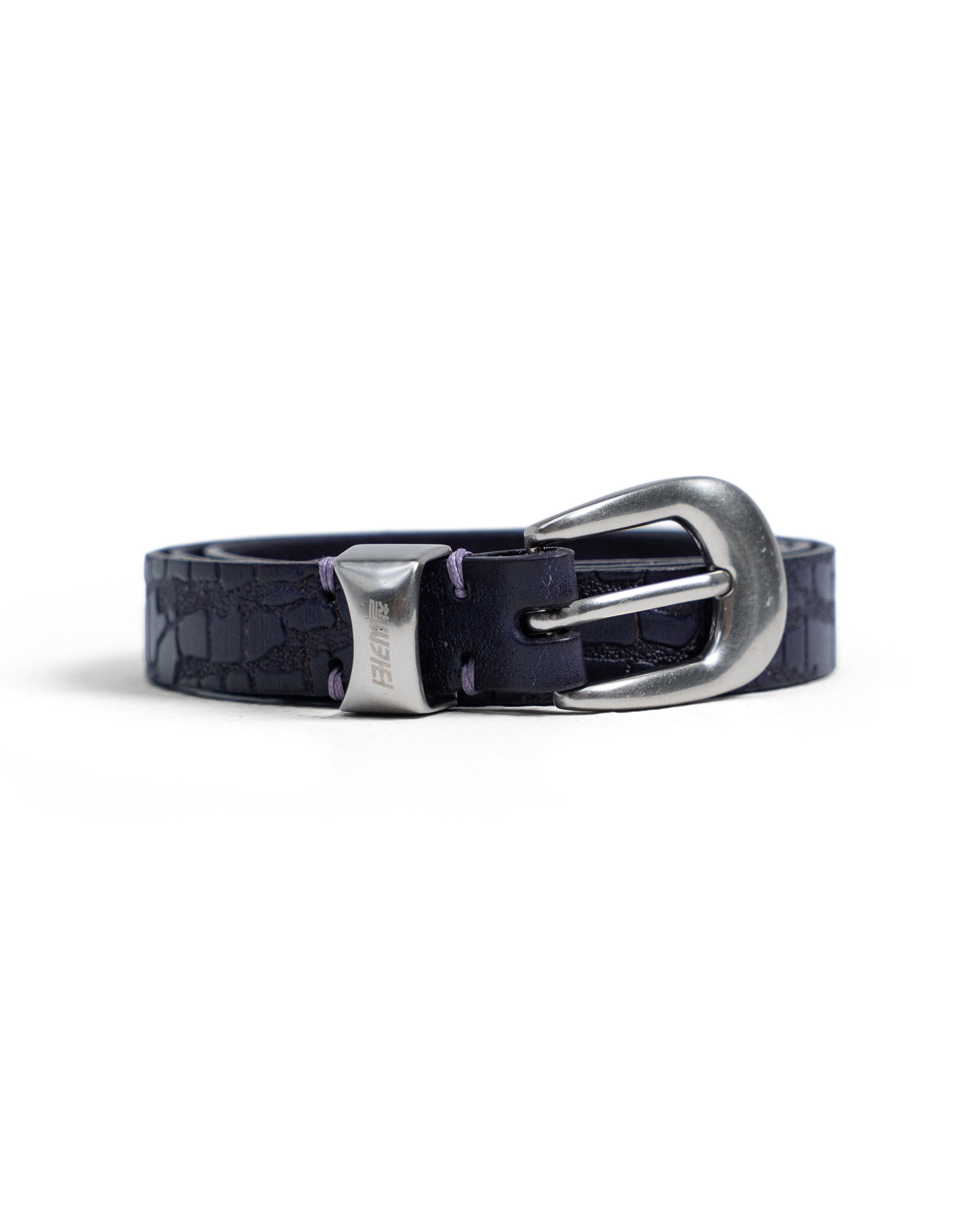MaxMara Lilac Croc-Embossed Leather Belt with Gold Horseshoe Buckle MILLA CROCO LEATHER BELT | B-low The Belt main image 4